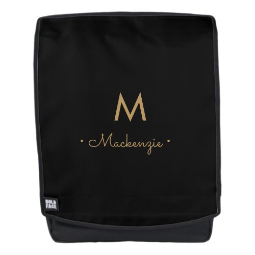 Modern Elegant Monogram Gold Script Backpack