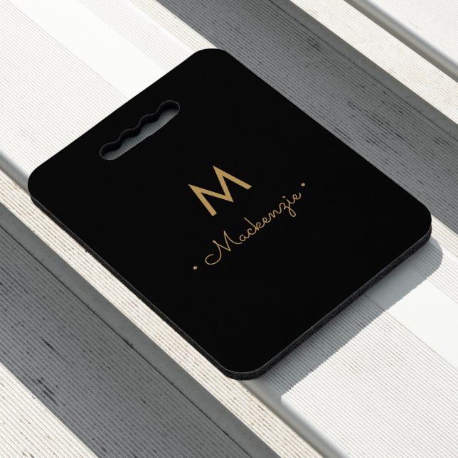 Modern Elegant Monogram Gold Script Seat Cushion (In Situ)