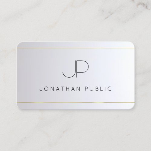 Modern Elegant Monogram Gold Silver Rounded Business Card
