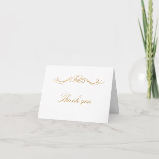 Modern Elegant Monogram Gold Swirl Blank Wedding Thank You Card