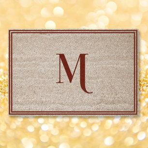 Modern Elegant Monogram Initial All Weather Coir Fiber Doormat