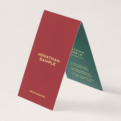 Modern Elegant Monogram Initial Tent Fold Vertical Business Card