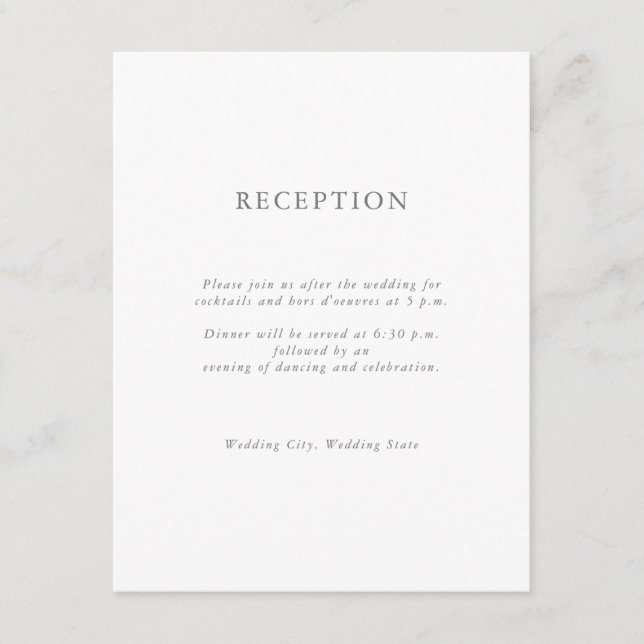 Modern Elegant Monogram Initial Wedding Reception Enclosure Card (Front)