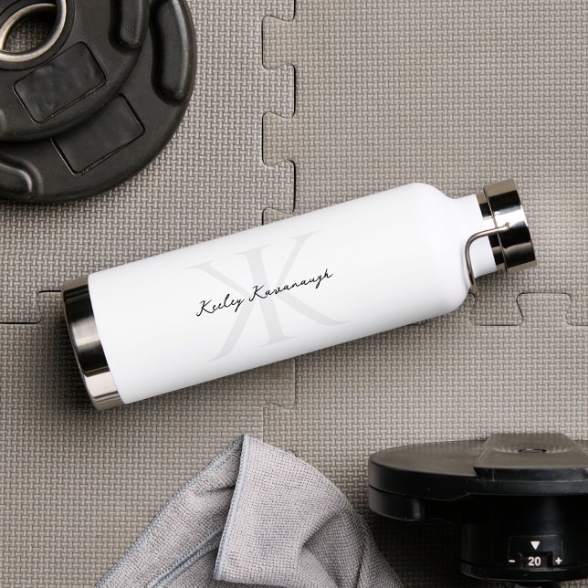 Modern Elegant Monogram K Professional Logo  Water Bottle (Modern Elegant Monogram K Professional Logo Personal Trainer Gym Fitness Health Name Water Bottle
)