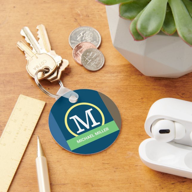 Modern Elegant Monogram Keychains (Desk)