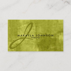 Modern & Elegant Monogram Lime Green Professional Business Card
