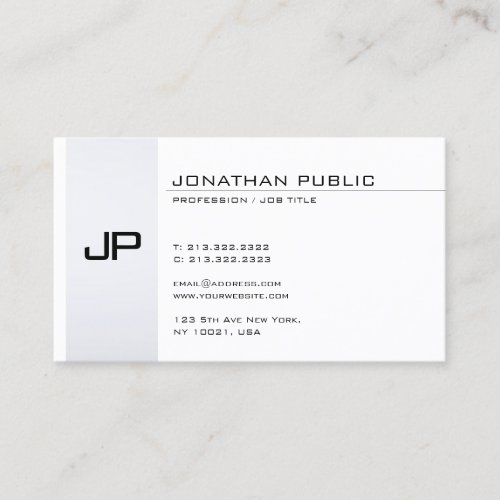 Modern Elegant Monogram Minimalist Plain Sleek Business Card