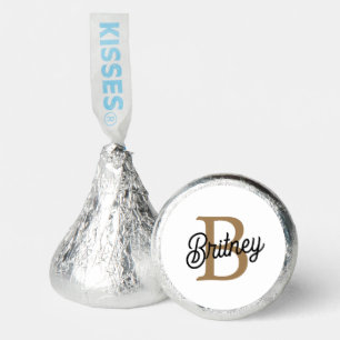 Modern Elegant Monogram Name Black Gold Script Hershey®'s Kisses®