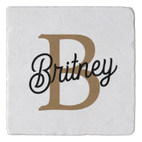 Modern Elegant Monogram Name Black Gold Script