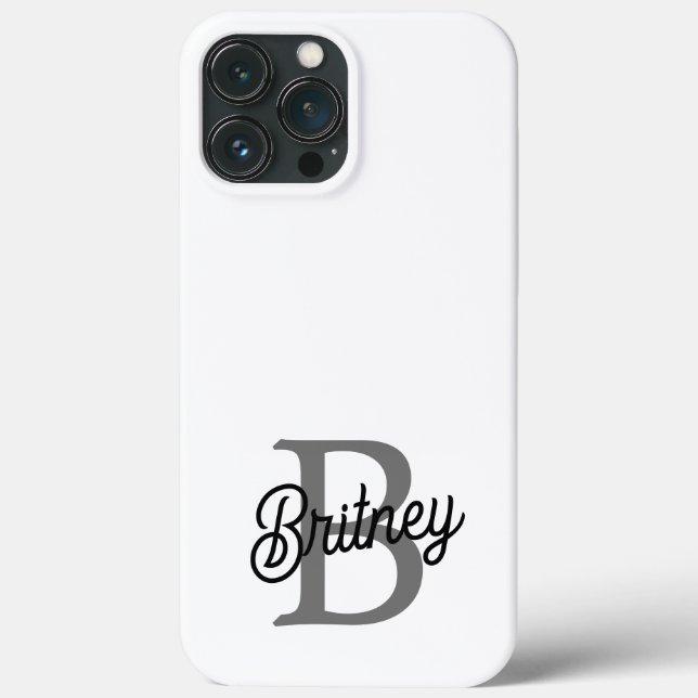 Modern Elegant Monogram Name  Black Gray Script  Case-Mate iPhone Case (Back)