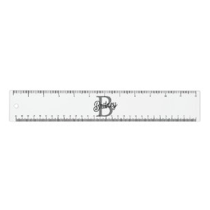 Modern Elegant Monogram Name  Black Gray Script  Ruler