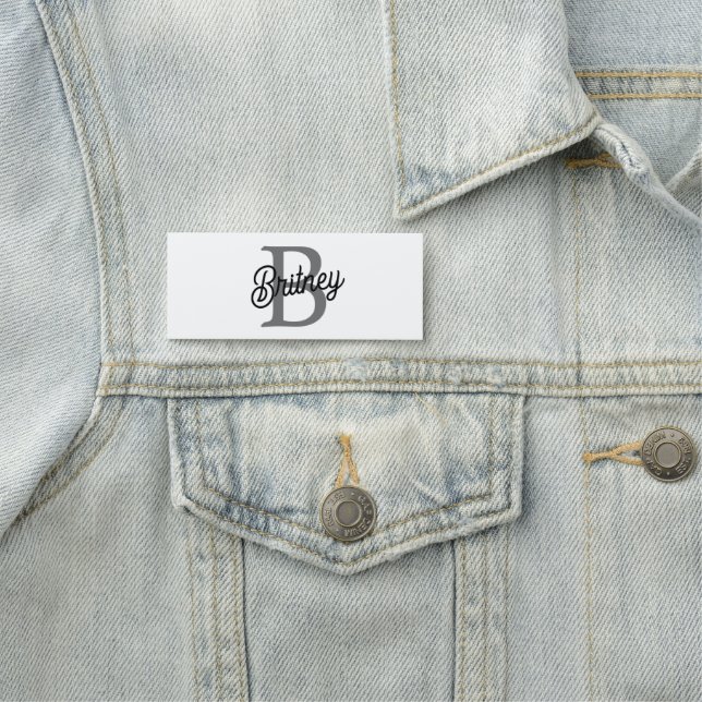 Modern Elegant Monogram Name  Black Gray Script  Tag (In Situ)