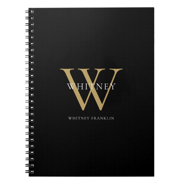 Modern Elegant Monogram Name Notebook (Front)