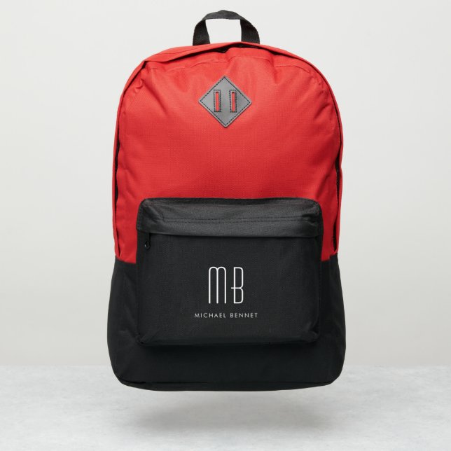 Modern Elegant Monogram Name Port Authority® Backpack (Front)