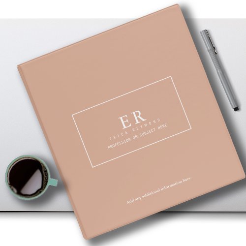 Modern  Elegant Monogram on Dusty Rose 3 Ring Binder