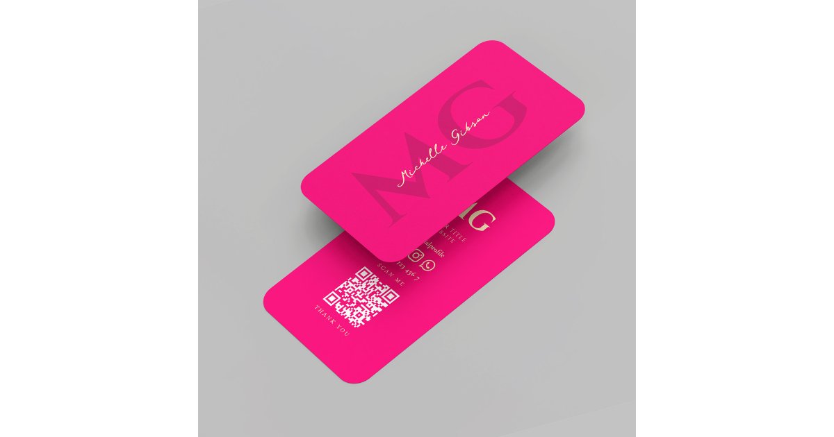 Modern Elegant Monogram Pink Business Card | Zazzle
