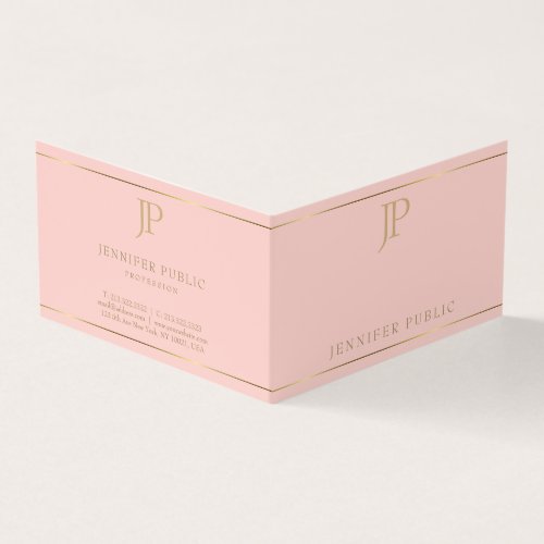 Modern Elegant Monogram Pink Gold Simple Template Business Card