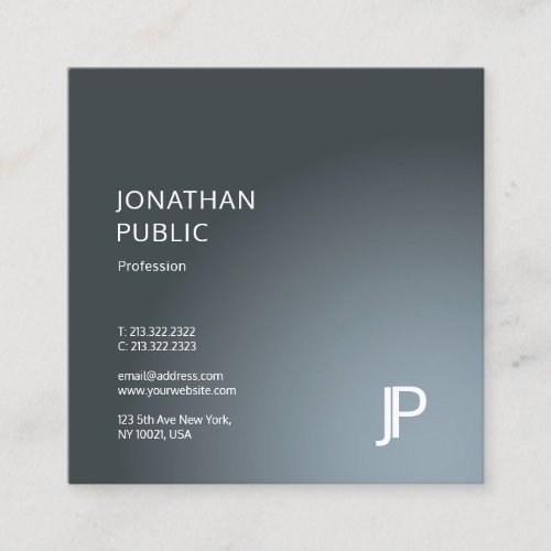 Modern Elegant Monogram Plain Trendy Design Luxury Square Business Card
