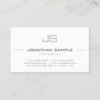 Modern Elegant Monogram Professional Simple Plain Business Card