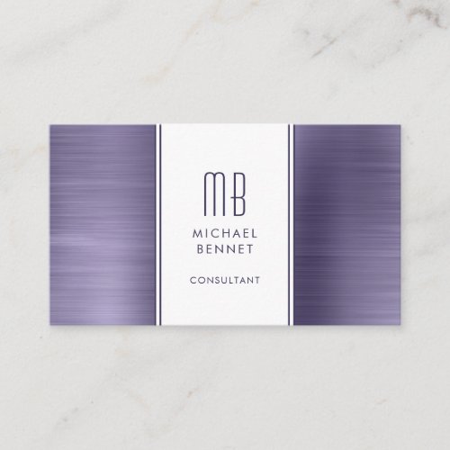 Modern Elegant Monogram Purple Consultant Business Card