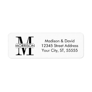 Modern Elegant Monogram Return Address Label