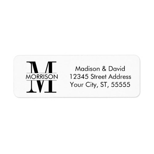 Modern Elegant Monogram Return Address Label