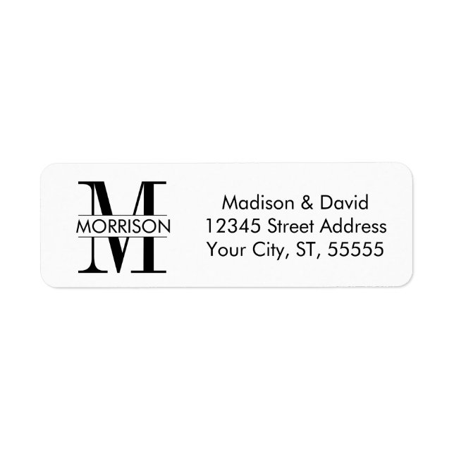 Modern Elegant Monogram Return Address Label (Front)