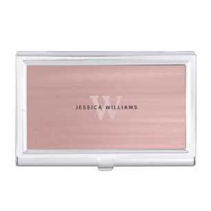 Modern Elegant Monogram Rose Gold Minimal Business Card Case