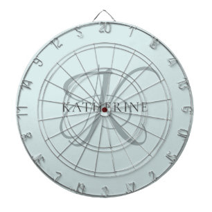 Modern Elegant Monogram Script Aqua Blue Dart Board