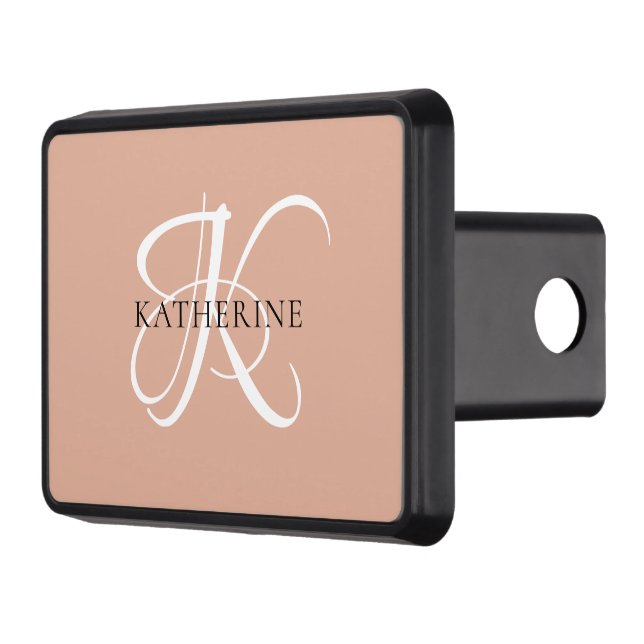 Modern Elegant Monogram Script Blush Pink Hitch Cover (Left)
