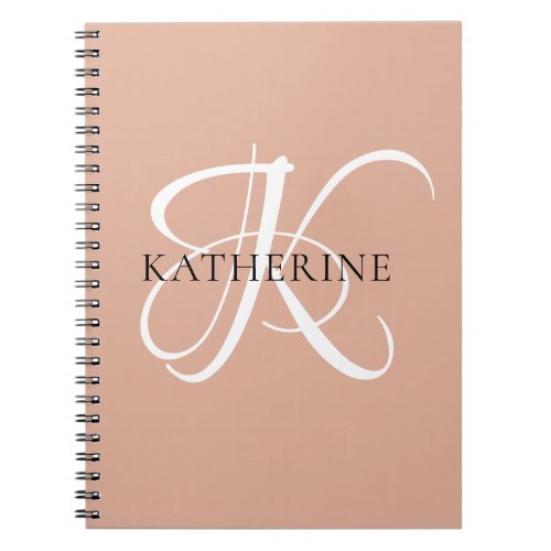 Modern Elegant Monogram Script Blush Pink Notebook