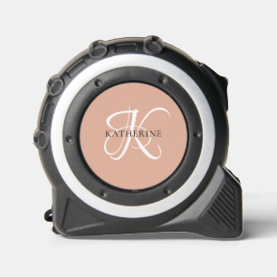 Modern Elegant Monogram Script Blush Pink Tape Measure