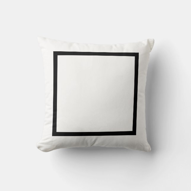 Modern elegant MONOGRAM solid Black Throw Pillow (Front)