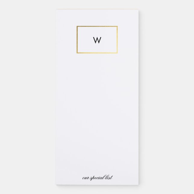 modern elegant monogram square foils magnetic notepad (Front)