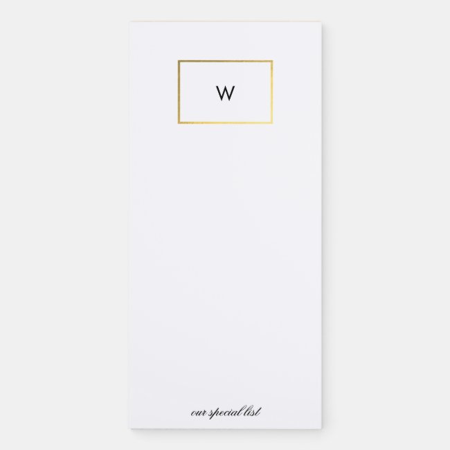 modern elegant monogram square foils magnetic notepad