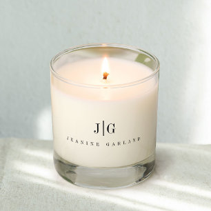 Modern Elegant Monogram Stylish Name Navy Blue Scented Candle