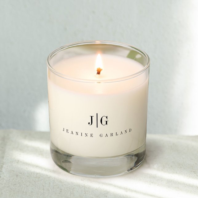 Modern Elegant Monogram Stylish Name Navy Blue Scented Candle (Creator Uploaded)