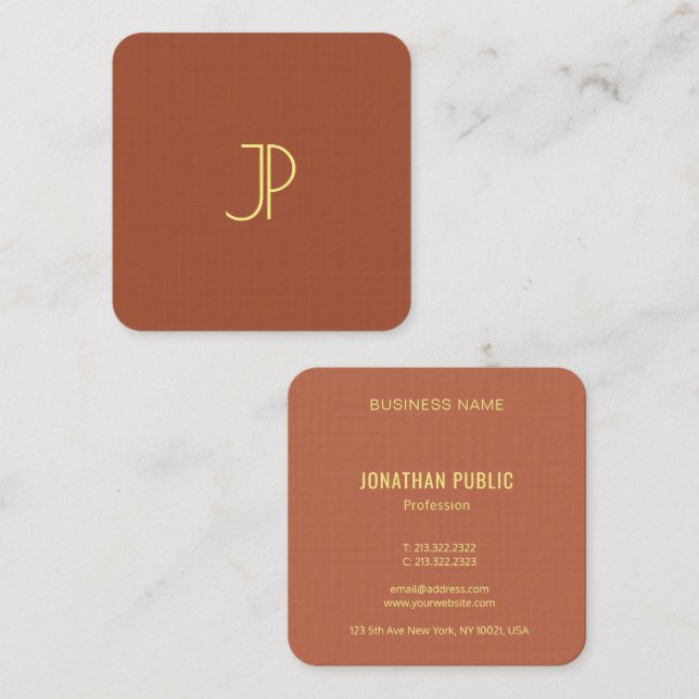 Modern Elegant Monogram Template Luxurious Square Business Card (Front/Back)
