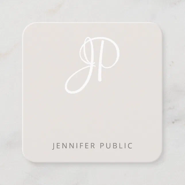 Modern Elegant Monogram Template Professional Square Business Card | Zazzle