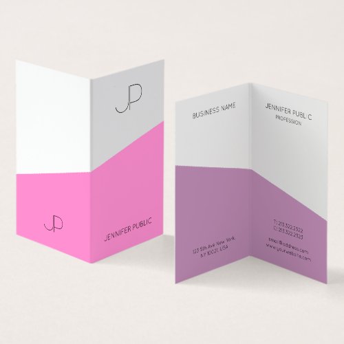 Modern Elegant Monogram Template Purple Pink Business Card