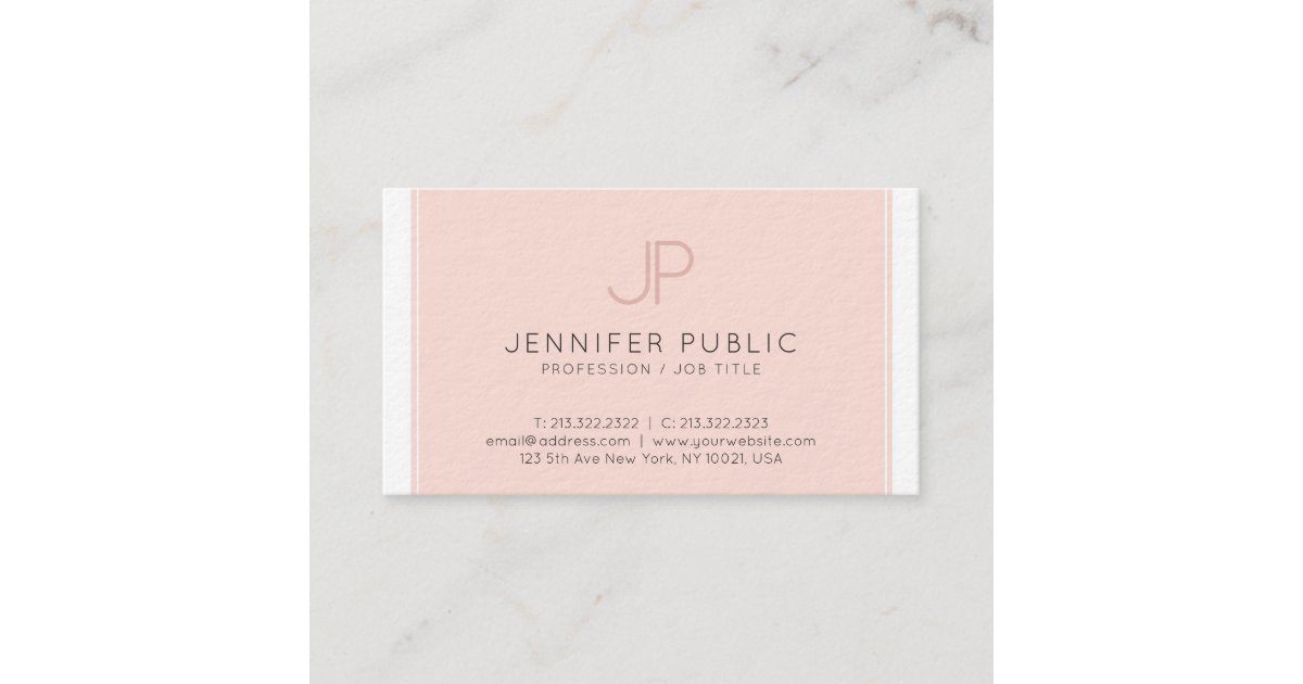 Modern Elegant Monogram Trendy Blush Pink Luxury Business Card | Zazzle
