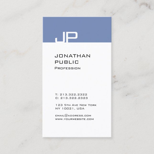 Modern Elegant Monogram Trendy Simple Design Plain Business Card (Front)