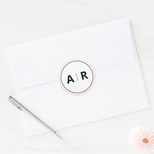 Modern Elegant Monogram Wedding Classic Round Sticker (Envelope)