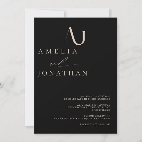 Modern Elegant Monogram Wedding Invitation