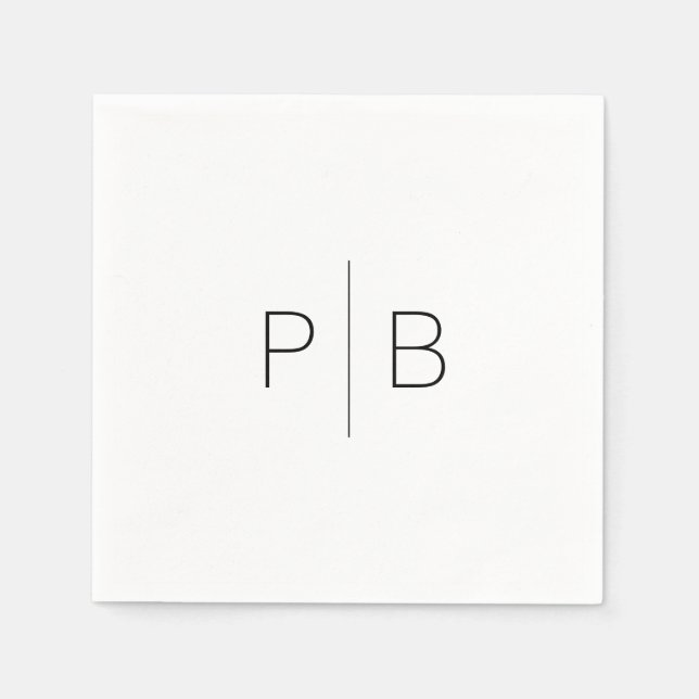Modern Elegant Monogram Wedding Simple Napkins (Front)