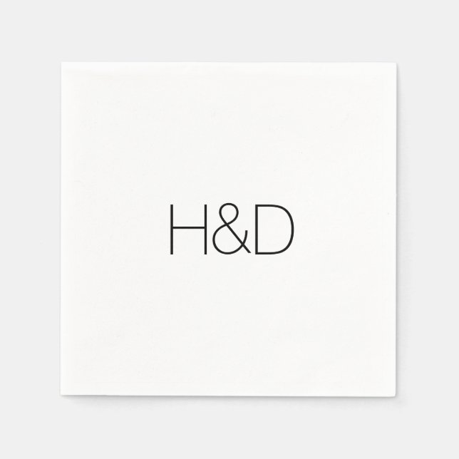 Modern Elegant Monogram Wedding Simple Napkins (Front)