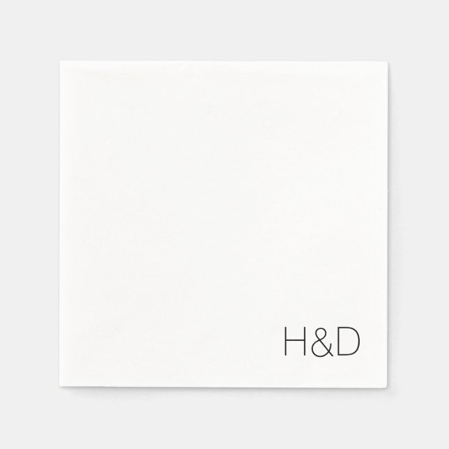 Modern Elegant Monogram Wedding Simple Napkins (Front)