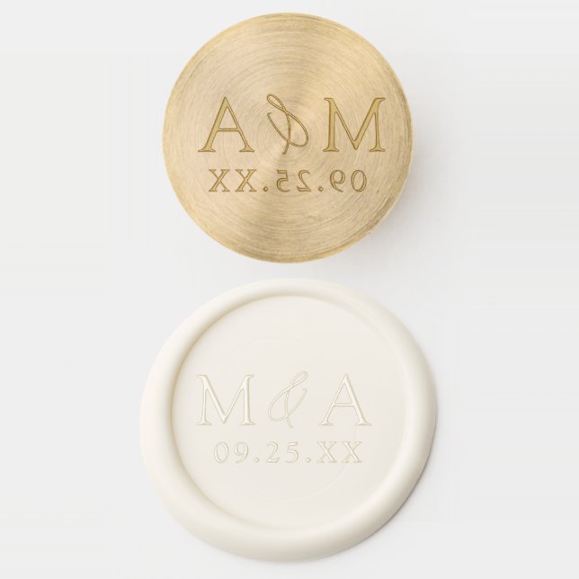 Modern Elegant Monogram Wedding Wax Seal Stamp (Stamped)