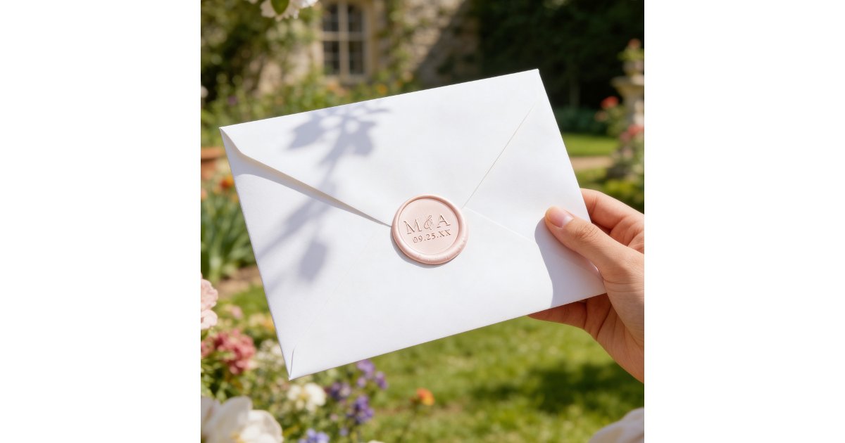 Modern Elegant Monogram Wedding Wax Seal Sticker | Zazzle