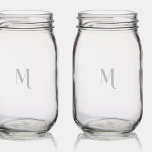 Modern Elegant Monogrammed Engraved Etched Rustic Mason Jar<br><div class="desc">Create your own custom, personalized, modern elegant typography script font monogrammed, cool chic stylish classy, high quality, durable glass, rustic beautiful laser engraved etched glassware 16 oz mason jar for all your favorite beverages. The etching / engraving is permanent, flawless, dishwasher safe, and requires no maintenance. Simply type in your...</div>